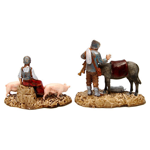 Group with animals nativity figurines 2 pieces, 10cm Moranduzzo 4