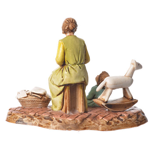 Scene with woman and child nativity figurines 10cm Moranduzzo 2
