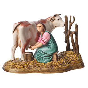 Milking scene nativity figurine 10cm Moranduzzo