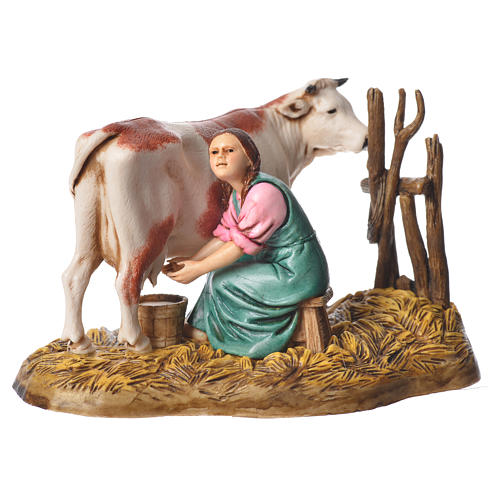 Milking scene nativity figurine 10cm Moranduzzo 1