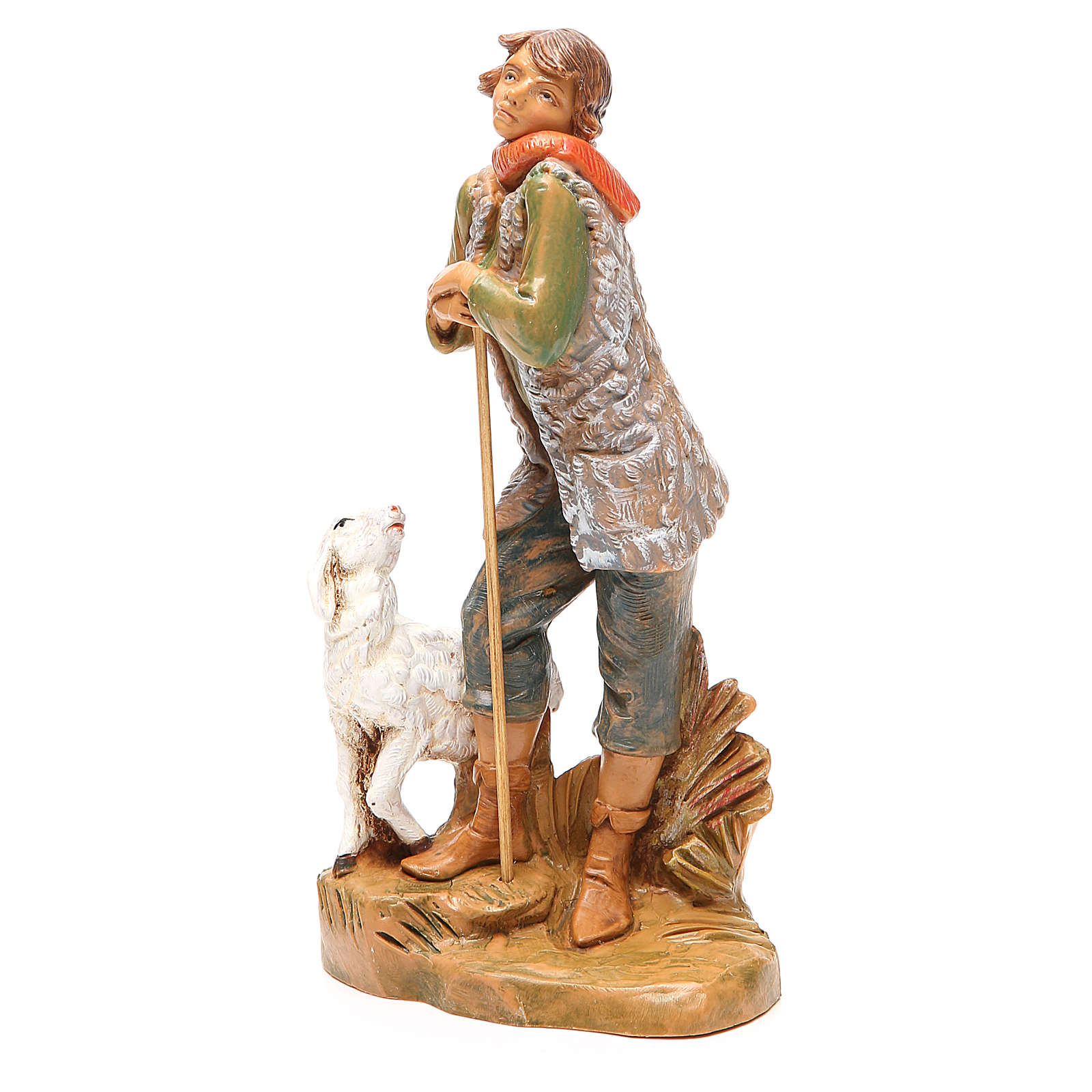 Figurine De Crèche Berger Avec Tapis - Fontanini 12 Cm (réf. 283) - Statuette Peinte à La Main En PVC - Fabriquée En Italie