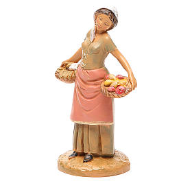 Mujer con cesta fruta 12 cm belén Fontanini