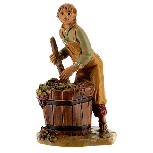 Statuina Presepe Fontanini 192 – Pastore Che Pesta L'Uva, 12 Cm, PVC Dipinto A Mano, Made In Italy