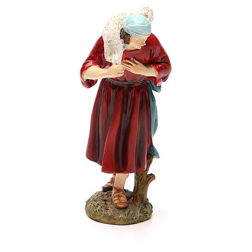 Nativity scene statue shepherd with lamb in resin hand painted 16 cm Martino Landi brand 1