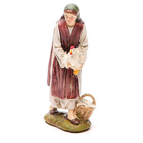 Shepherdess with hen in painted resin 12cm affordable Landi Collection