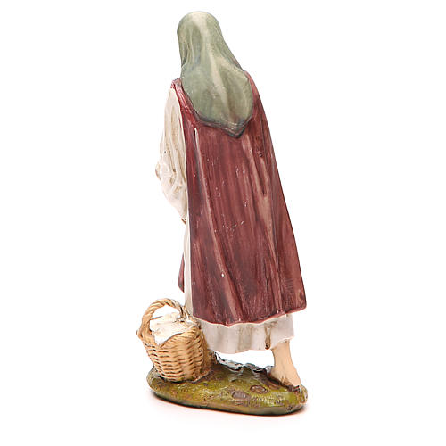 Shepherdess with hen in painted resin 12cm affordable Landi Collection 2