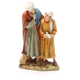 Homme et enfant avec colombe résine peinte 12 cm gamme Martino Landi