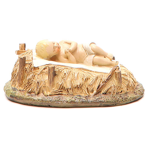 Baby Jesus with cradle in painted resin 16cm Landi Collection 2