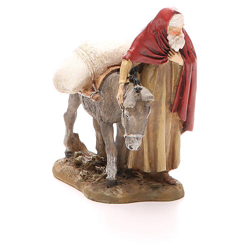 Nativity scene statue wayfarer with donkey in resin hand painted 12 cm Martino Landi brand 1