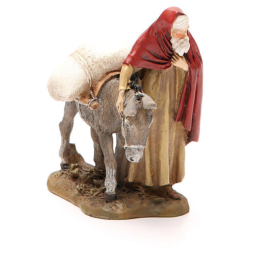Nativity scene statue wayfarer with donkey in resin hand painted 12 cm Martino Landi brand 2