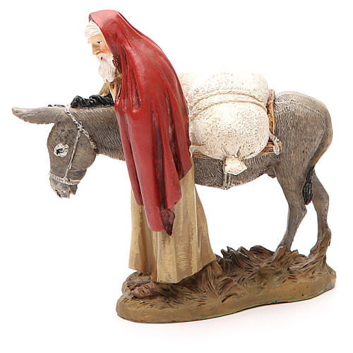 Nativity scene statue wayfarer with donkey in resin hand painted 12 cm Martino Landi brand 3