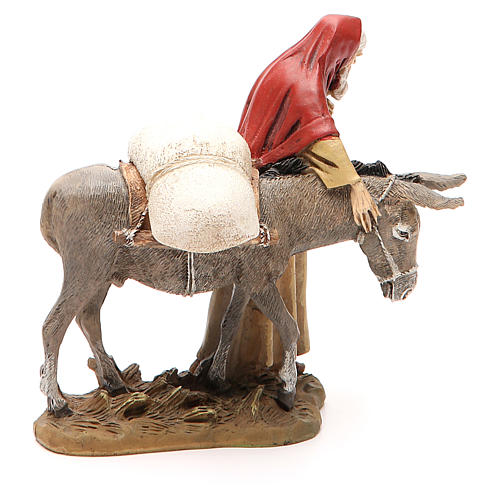 Nativity scene statue wayfarer with donkey in resin hand painted 12 cm Martino Landi brand 4