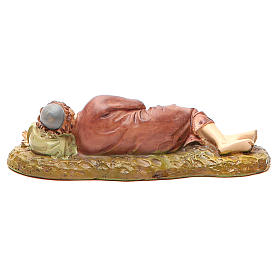 Pastor adormecido resina pindata Linha Martino Landi para Presépio com figuras de altura média 12 cm