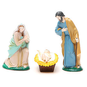 Nativity with 3 figurines in coloured PVC 10cm
