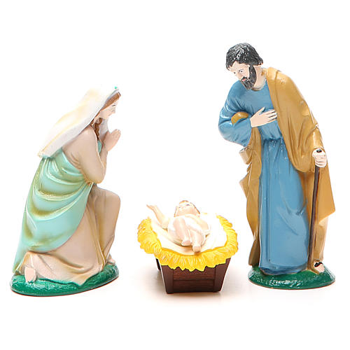 Nativity with 3 figurines in coloured PVC 10cm 1
