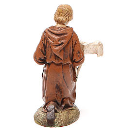 Pastor de joelhos com cordeiro resina pintada 10 cm Linha Landi