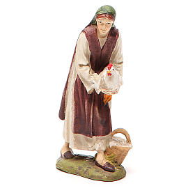 Shepherdess with hen in painted resin 10cm affordable Landi Collection