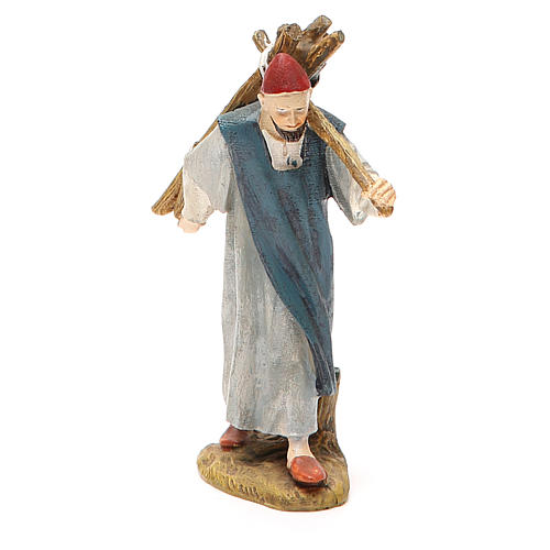 Shepherd with wood in painted resin 10cm affordable Landi Collection 1