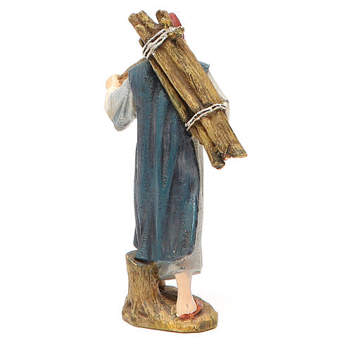 Shepherd with wood in painted resin 10cm affordable Landi Collection 2