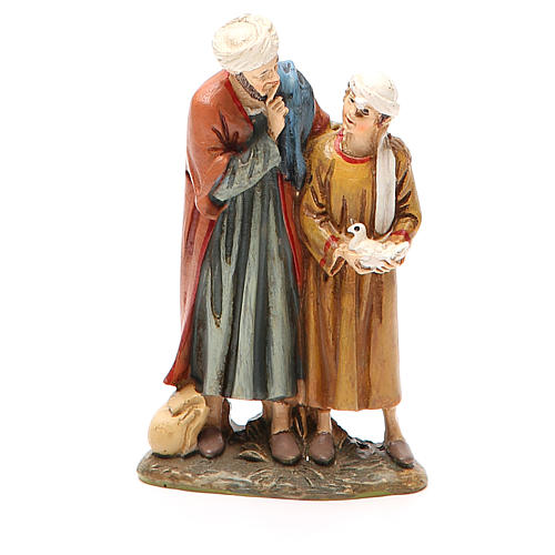 Nativity scene statue man and child with dove in resin hand painted 10 cm Martino Landi brand 1