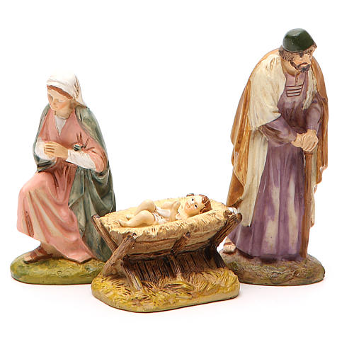 Nativity with ox and donkey in painted resin 10cm Martino Landi Collection 2