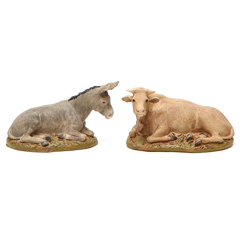 Nativity with ox and donkey in painted resin 10cm Martino Landi Collection 3