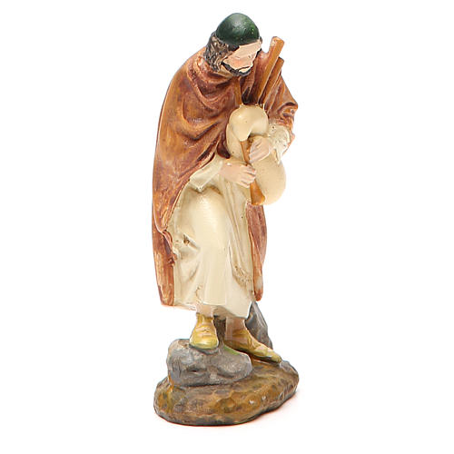 Shepherd with bagpipe in painted resin 10cm Martino Landi Collection 1