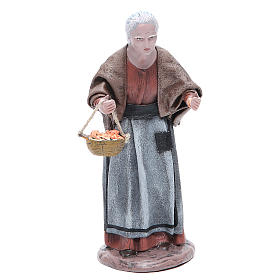 Statua presepe terracotta anziana con cesta 17 cm