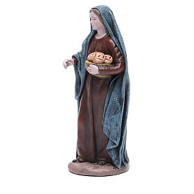 Mulher com cesto de pão para presépio em terracota com figuras de altura média 17 cm