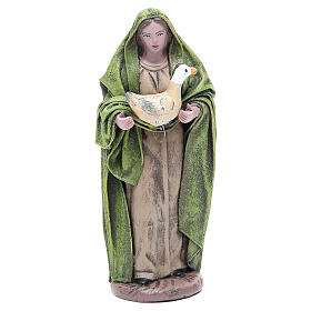 Statue crèche femme avec oie 17 cm terre cuite