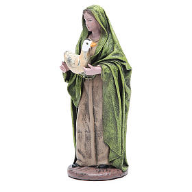 Statue crèche femme avec oie 17 cm terre cuite