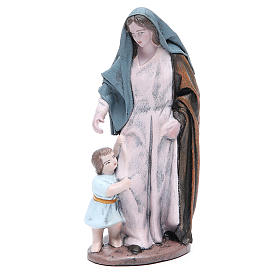 Statue crèche femme avec petite fille terre cuite 17 cm