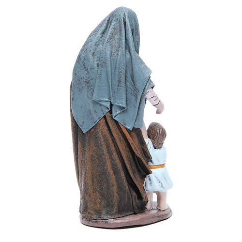 Statue crèche femme avec petite fille terre cuite 17 cm 3