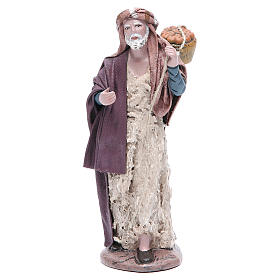Pastor com cesto terracota para presépio com figuras de altura média 17 cm