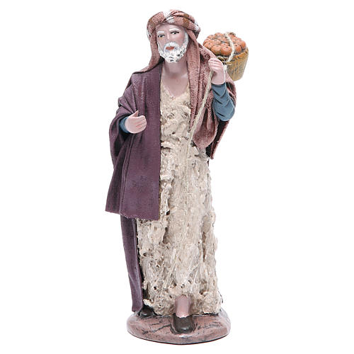 Pastor com cesto terracota para presépio com figuras de altura média 17 cm 1