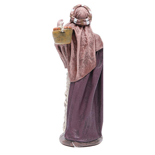 Pastor com cesto terracota para presépio com figuras de altura média 17 cm 3