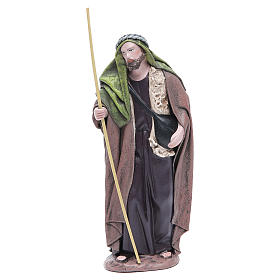Shepherd with saddlebag, Terracotta Nativity figurine 17cm