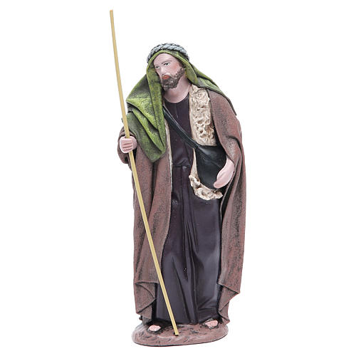 Shepherd with saddlebag, Terracotta Nativity figurine 17cm 1