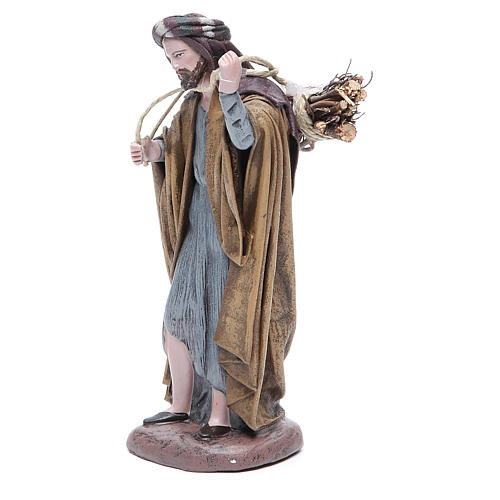 Pastor com lenha para presépio em terracota com figuras de altura média 17 cm 2