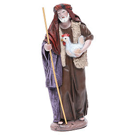 Pastore con gallina Presepe terracotta 17 cm