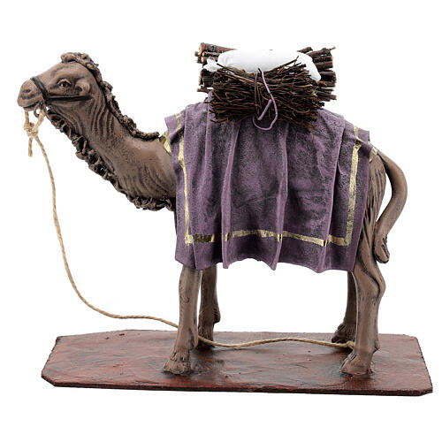 Kamel mit Last aus Terrakotta für 17 cm Krippe 1