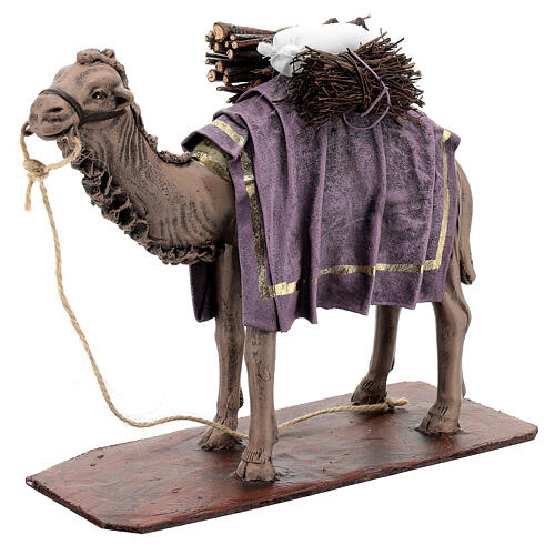 Kamel mit Last aus Terrakotta für 17 cm Krippe 2