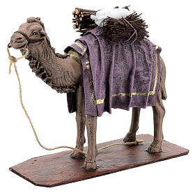 Camelo em terracota 19 com carga para Presépio com figuras de altura média 17 cm