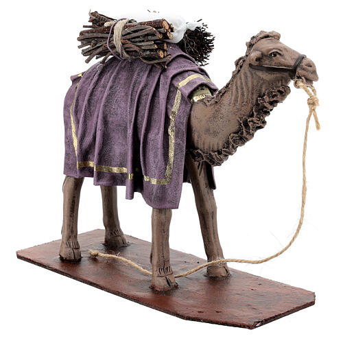 Camelo em terracota 19 com carga para Presépio com figuras de altura média 17 cm 3