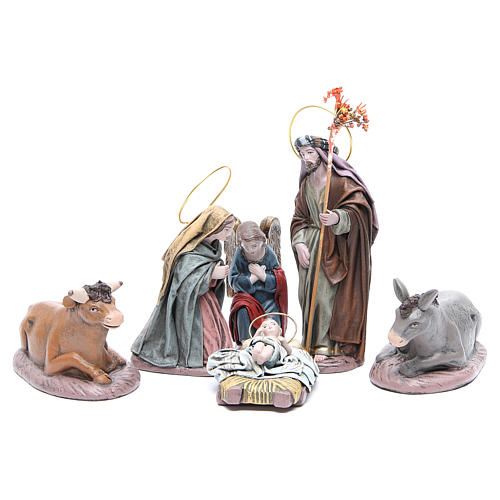 Six characters in terracotta and fabric for nativities of 17cm 1