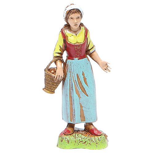 Shepherdess with basket, classic style for nativities of 10cm by Moranduzzo 1