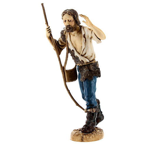 Pastor com bastão para presépio Moranduzzo com figuras de altura média 12 cm, estilo clássico 2