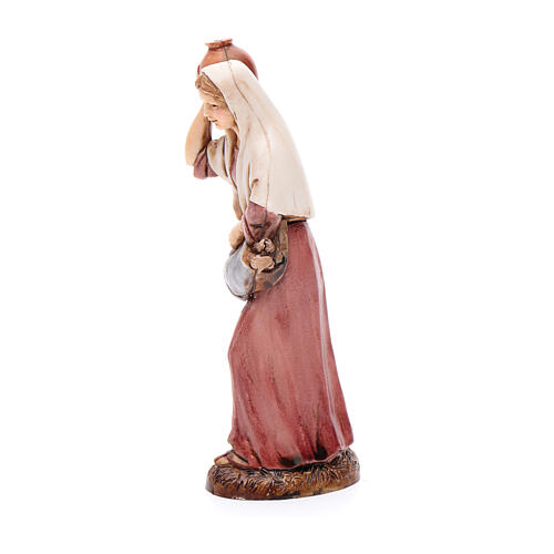 Jovem camponesa com jarra para presépio Moranduzzo estilo clássico com figuras altura média 12 cm 2