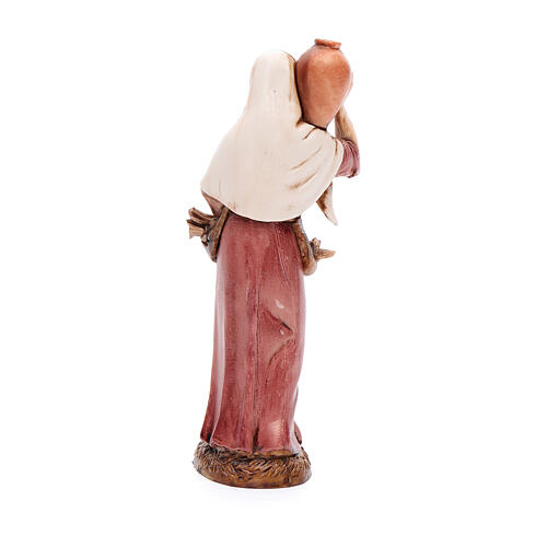 Jovem camponesa com jarra para presépio Moranduzzo estilo clássico com figuras altura média 12 cm 3