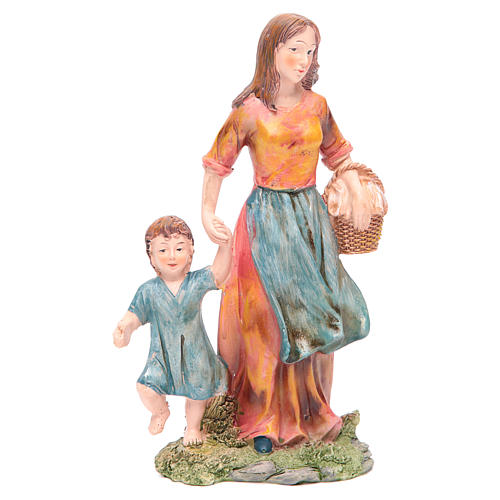 Mujer con niño 21 cm belén resina 1